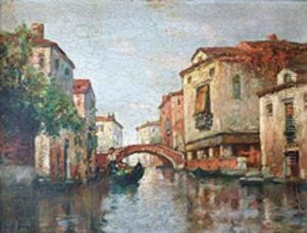 Canal A Venise. Oil Painting by Maurice Bompard