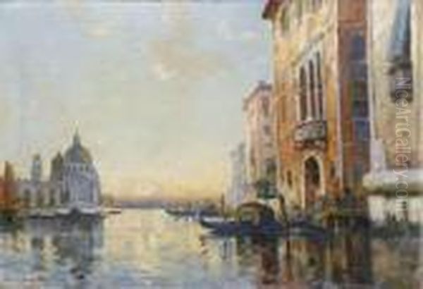 Le Grand Canal A Venise Au Coucher Du Soleil Oil Painting by Maurice Bompard