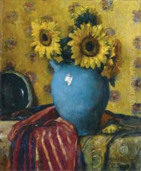 Tournesols Dans Une Cruche Oil Painting by Maurice Bompard