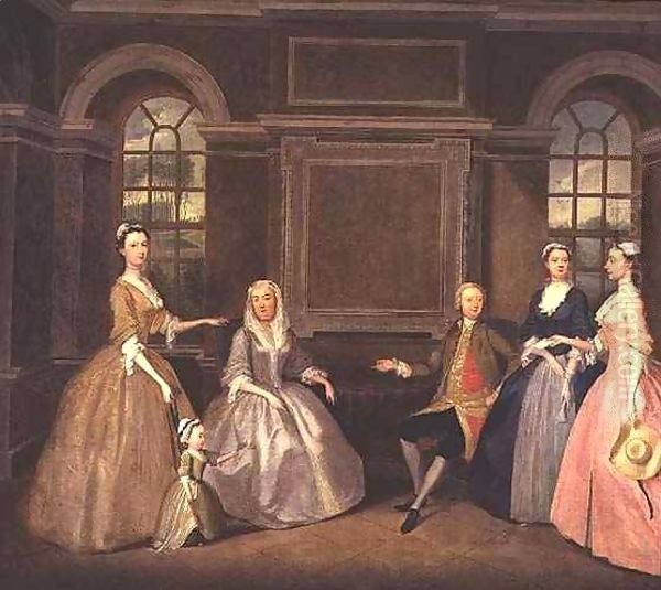 Portrait Of The Broke And The Bowes Families Oil Painting by Thomas Bardwell