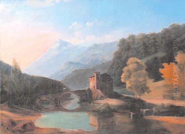 Castello Sul Fiume Oil Painting by Roberto Bompiani