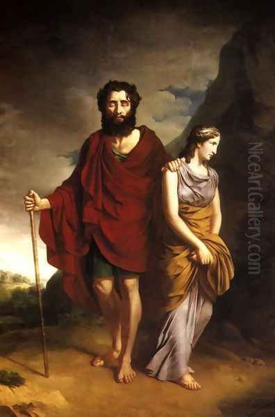 Oedipus and Antigone Oil Painting by Antoni Brodowski