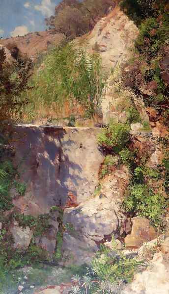 A Sunlit Gorge, Palestina Oil Painting by Eugen Felix Prosper Bracht