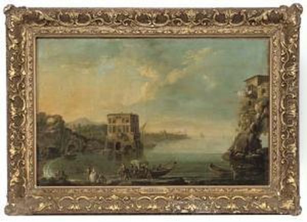 A Coastal Landscape Oil Painting by Carlo Bonavia