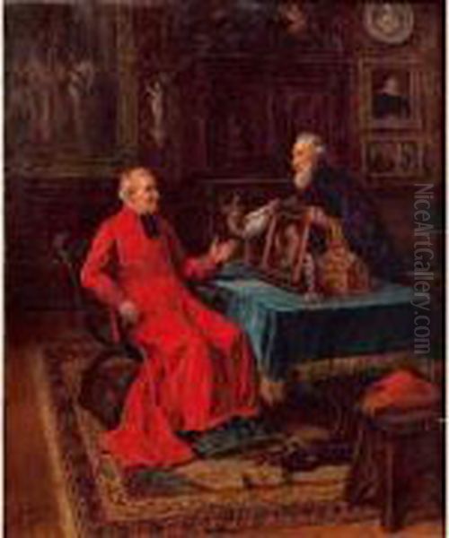 Le Cardinal Amateur De Peinture Oil Painting by Gaston Bonfils