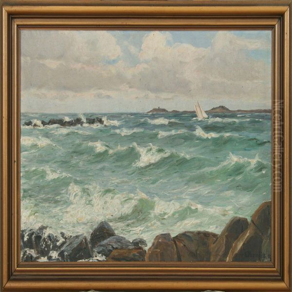 Sea Scape Oil Painting by Louise Bonfils