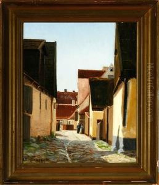 Street Scenery From Dragor Town, Denmark Oil Painting by Louise Bonfils