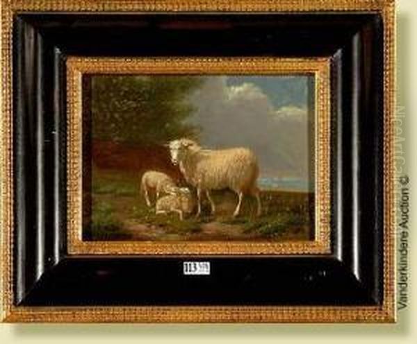 Moutons Au Pre Oil Painting by Auguste Bonheur