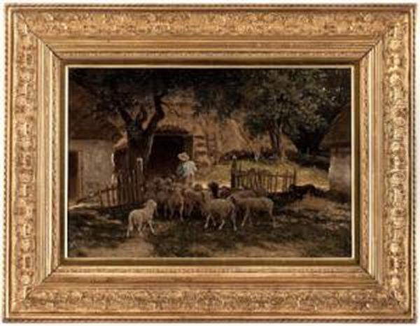 Heimtrieb Der Schafe Oil Painting by Auguste Bonheur