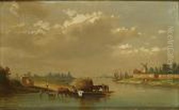 De Overzet Aan De Rivier. by Ferdinand Bonheur