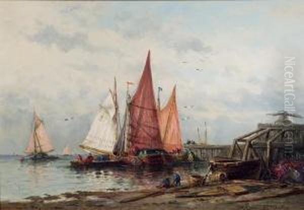 Bateaux De Peche Au Ponton Oil Painting by Ferdinand Bonheur