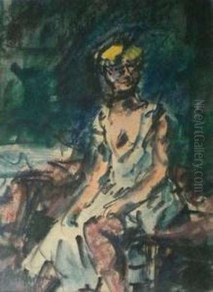 Femme Assise En Deshabille Blanc Oil Painting by Leon Bonhomme