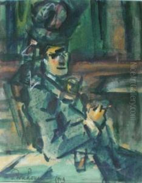 Femme Au Cafe Oil Painting by Leon Bonhomme