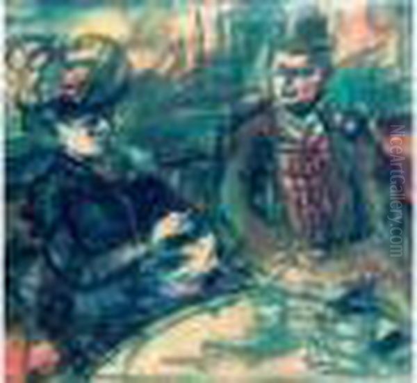 Couple Au Bar Oil Painting by Leon Bonhomme