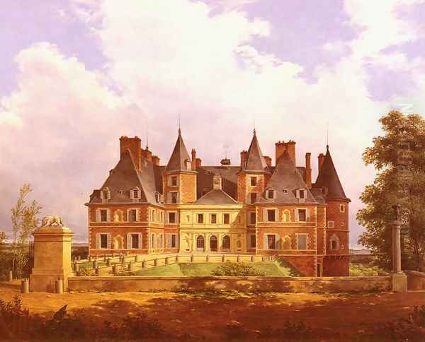 A French Chateau Oil Painting by Nicolas Alexandre Barbier