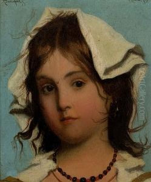 A Young Boy; A Young Girl Oil Painting by Adriano Bonifazi