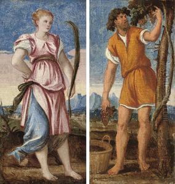 Summer; And Autumn Oil Painting by Bonifacio Veronese (Pitati)