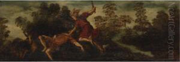 Mercury Slaying Argus Oil Painting by Bonifacio Veronese (Pitati)