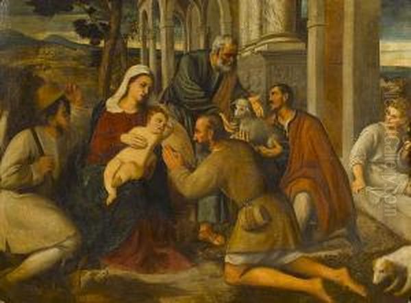 The Adoration Of The Shepherds Oil Painting by Bonifacio Veronese (Pitati)