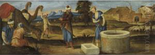 Rachel And Laban At The Well Oil Painting by Bonifacio Veronese (Pitati)