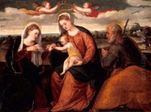 Mystic Marriage Of St Catherine Oil Painting by Bonifacio Veronese (Pitati)