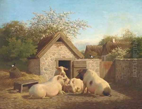 Animal farm Oil Painting by Carl Henrik Bogh