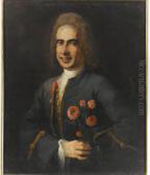 Ritratto Di Gentiluomo Con Mazzo Di Roselline Oil Painting by Giuseppe Bonito