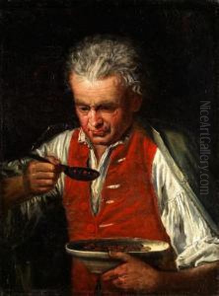 Neapolitanischer Landmann Beim Bohnenessen Oil Painting by Giuseppe Bonito