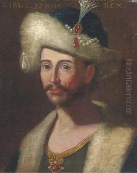 Portrait Of King Cyrus Of Persia, Bust-length In A Jewelledcap Oil Painting by Giuseppe Bonito