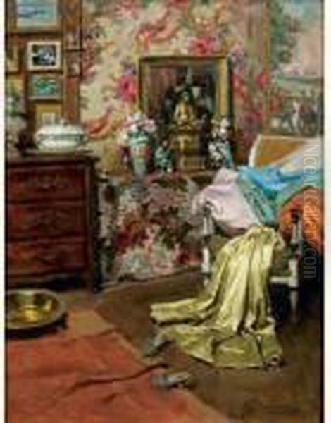 Scene D'interieur Oil Painting by Alexandre-Francois Bonnardel