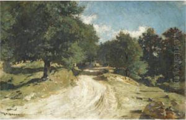 Chemin En Foret De Fontainebleau Oil Painting by Bonnat Leon