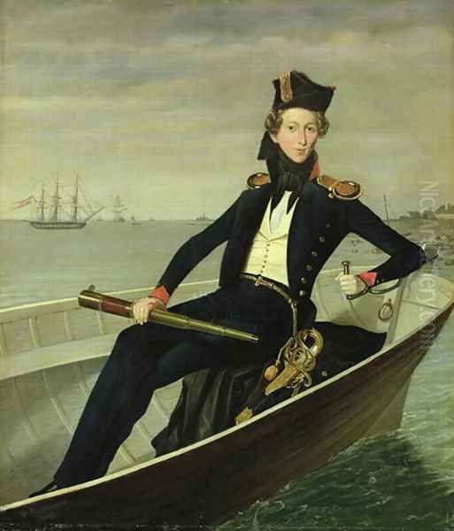 Portrait of a Young Danish Naval Officer, 1841 Oil Painting by Bernhard Axel Bendixen