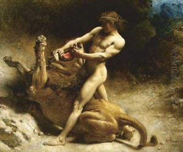 Samson's Youth Oil Painting by Bonnat Leon