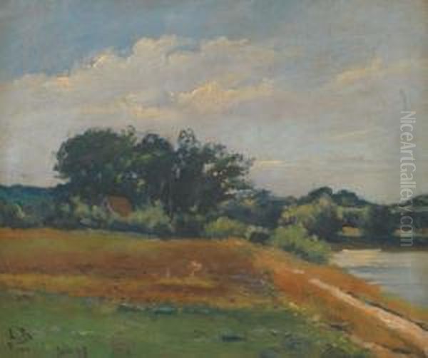 Paysage A Bougival Oil Painting by Bonnat Leon