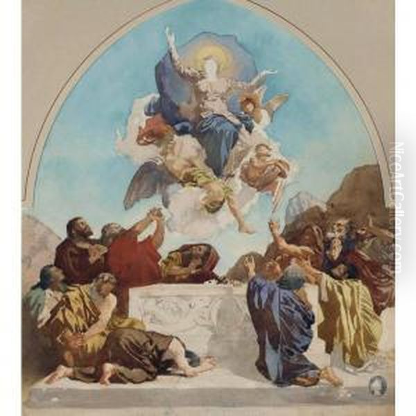 Study For The Assumption Of The Virgin, Church Of St. Andre, Bayonne Oil Painting by Bonnat Leon