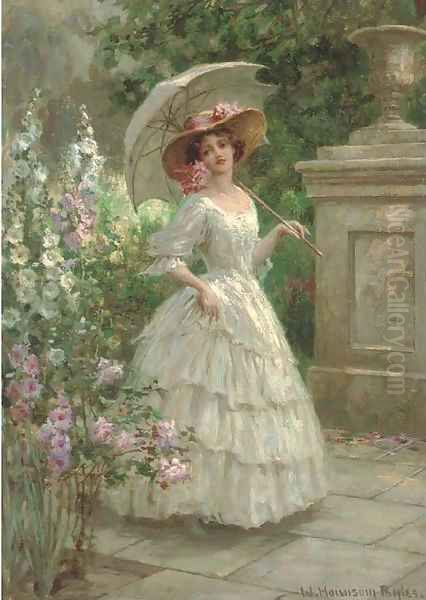 The flower garden Oil Painting by William Hounsom Byles