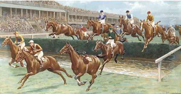 The Grand National, 1927 Oil Painting by William Hounsom Byles