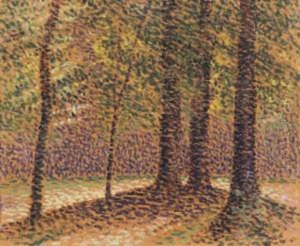 Paysage Pointilliste. Oil Painting by Ernest-Lucien Bonnotte