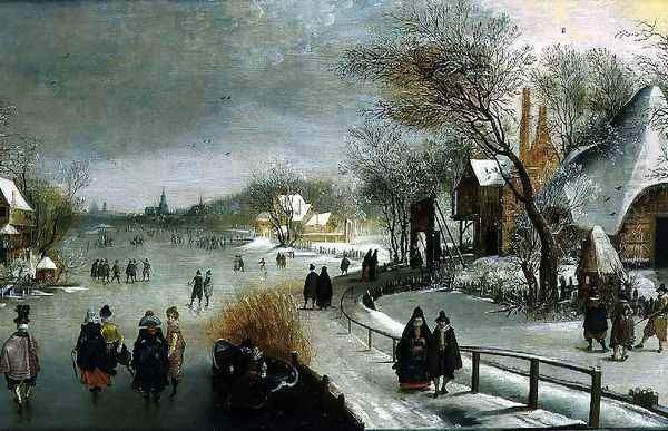 Winter Landscape with Skaters Oil Painting by Adam van Breen