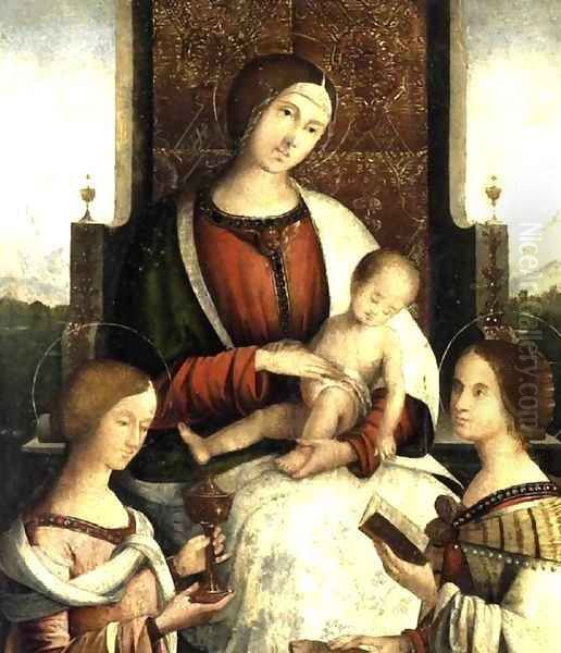 Madonna and Child with Sts Mary Magdalene and Catherine of Alexandria 2 Oil Painting by Bernardino di Bosio (see ZAGANELLI)