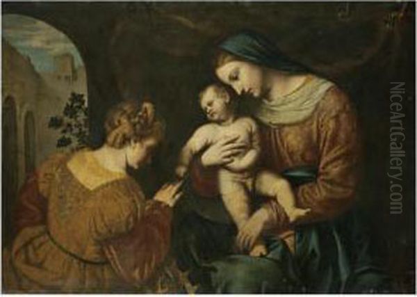 The Mystic Marriage Of Saint Catherine Oil Painting by Alessandro Bonvicino (Moretto da Brescia)