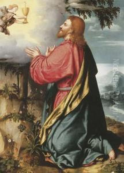 The Agony In The Garden Oil Painting by Alessandro Bonvicino (Moretto da Brescia)