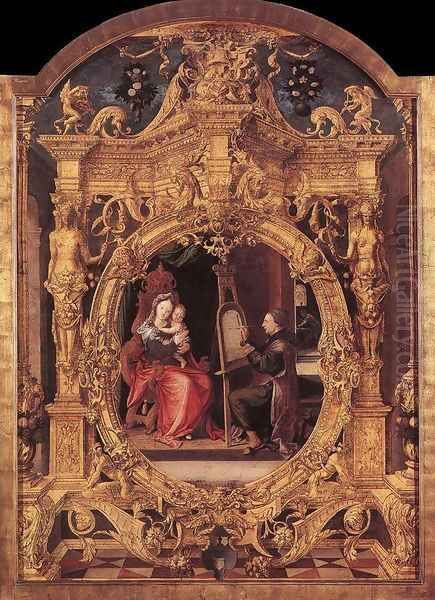 St Luke Painting the Virgin's Portrait 1545 Oil Painting by Lancelot Blondeel