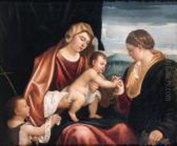 The Mystic Marriage Of Saint Catherine Oil Painting by Alessandro Bonvicino (Moretto da Brescia)