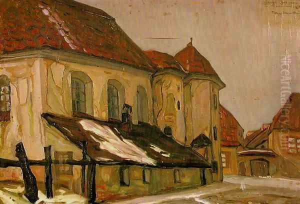 Old Synagogue in Tykocin Oil Painting by Zygmunt (Zych) Bujnowski