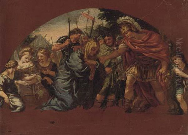 Alexander And The Family Of Darius Oil Painting by Pietro Paolo Bonzi