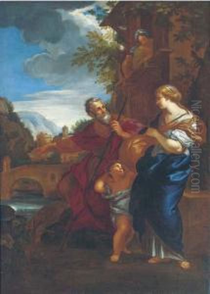 The Flight Into Egypt Oil Painting by Pietro Paolo Bonzi