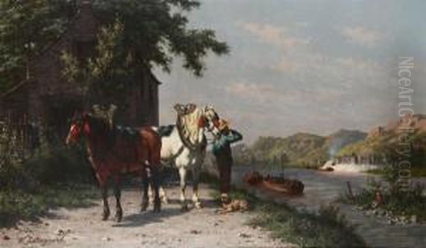 Chevaux Condrozlens Oil Painting by Willem Jacobus Boogaard