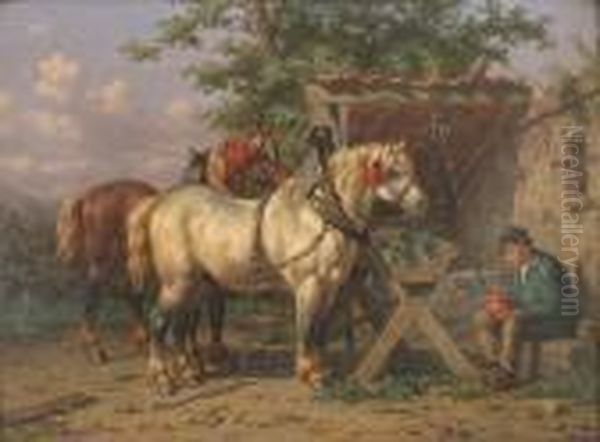 At The Farriers Oil Painting by Willem Jacobus Boogaard