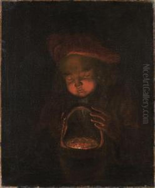 Enfant Soufflant Sur Des Braises Oil Painting by Arnold Boonen